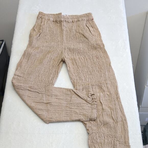 MIHA  natural cotton Textured Tan Pants size Large - Picture 1 of 4